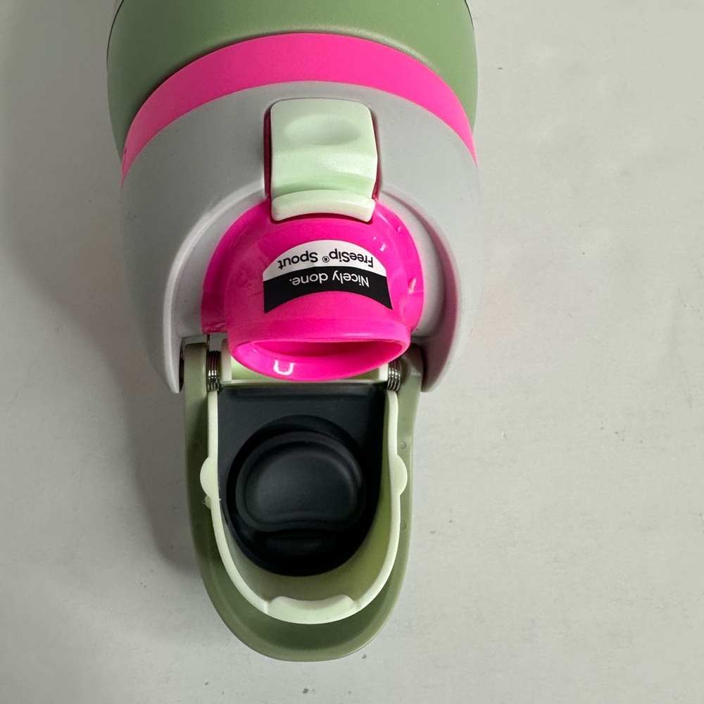Owala FreeSip insulated Stainless Steel 40oz water bottle in Neo Sage/pink - Picture 2 of 11